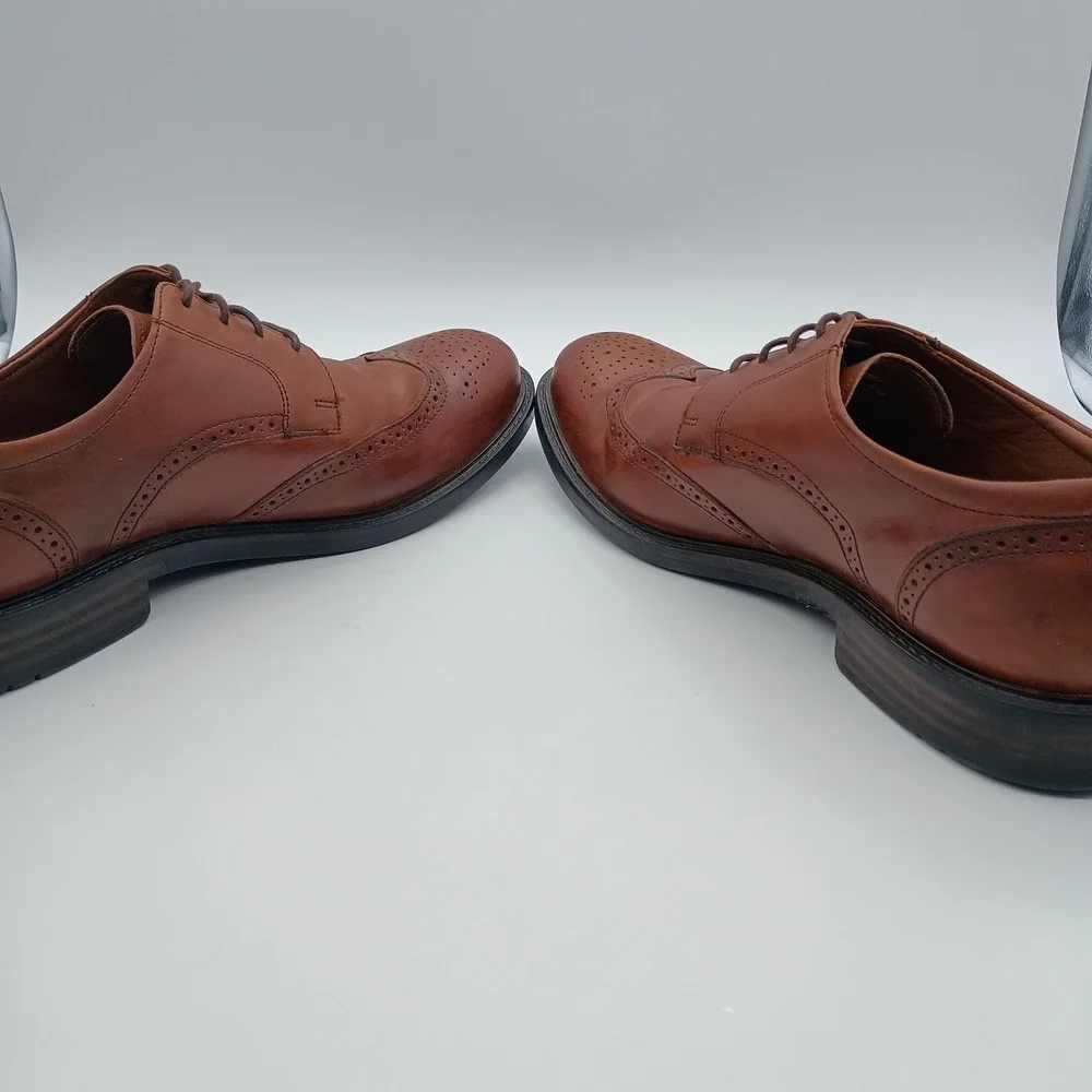 Johnston & Murphy Mens 12M Brown Leather Wingtip Oxford Brogue Shoes‎